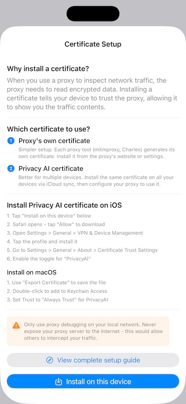 Install on this device